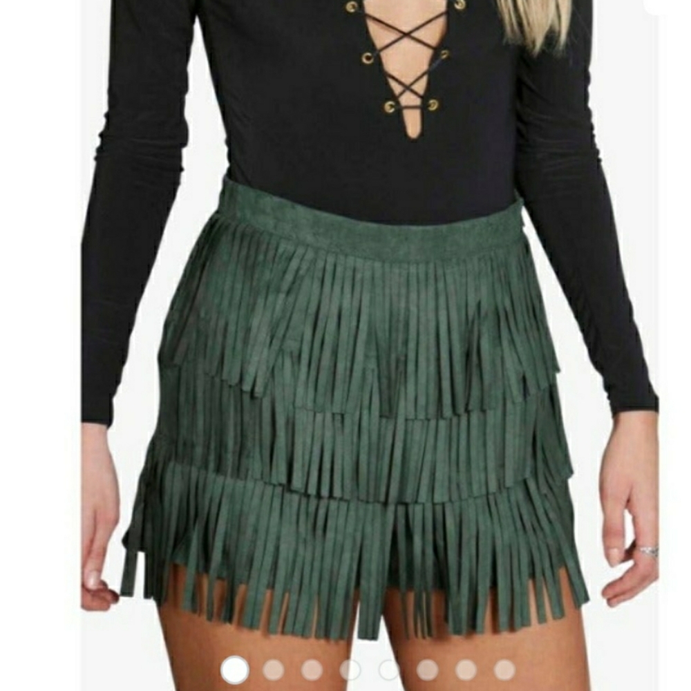Boohoo Tassel Suedette Shorts